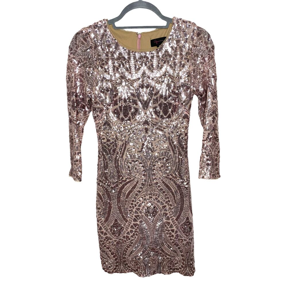 Aqua Dresses Cocktail Dress Pink Sequin 3/4 Sleeves Size 0